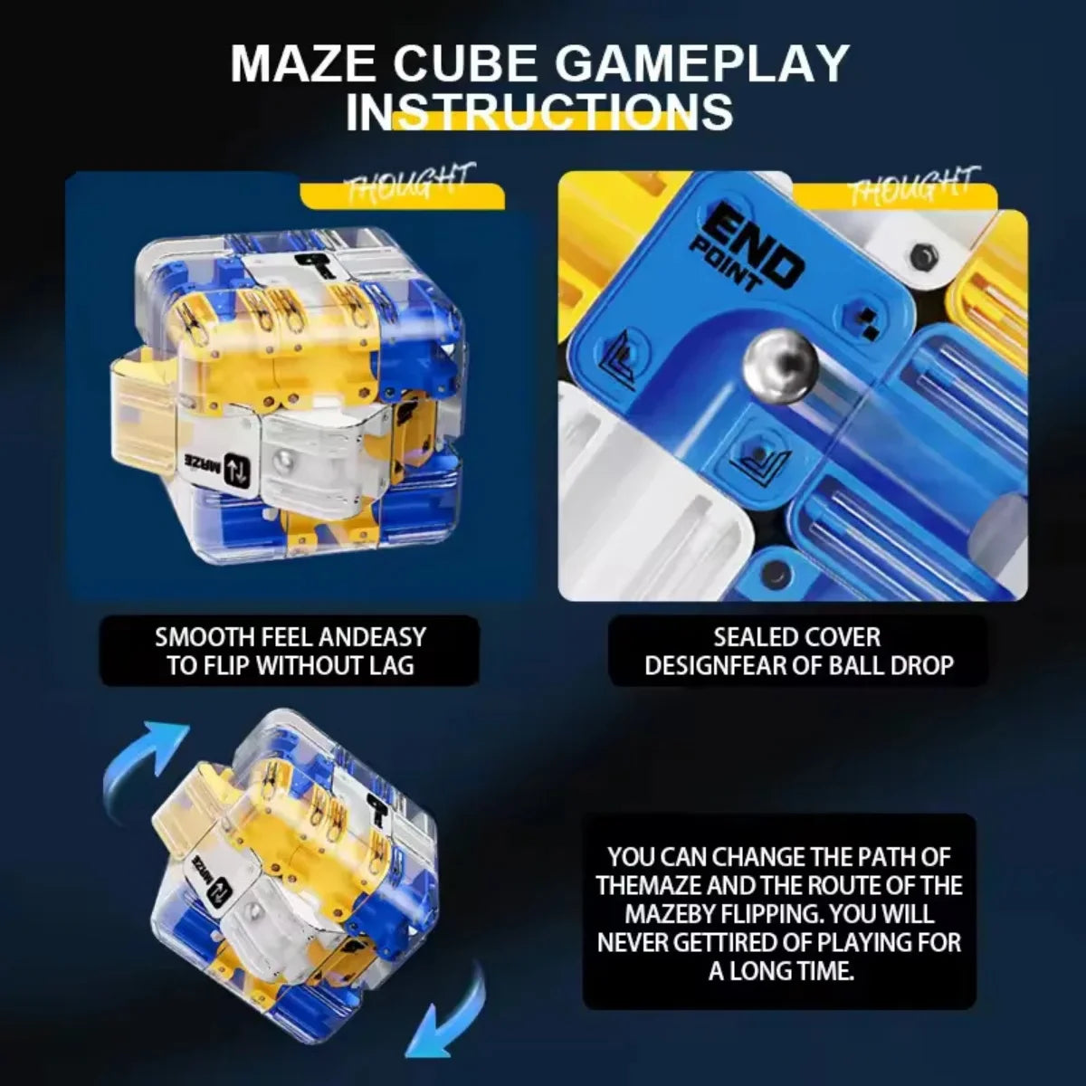3D Ball Rolling Maze Puzzle Cube For Children Or Adults