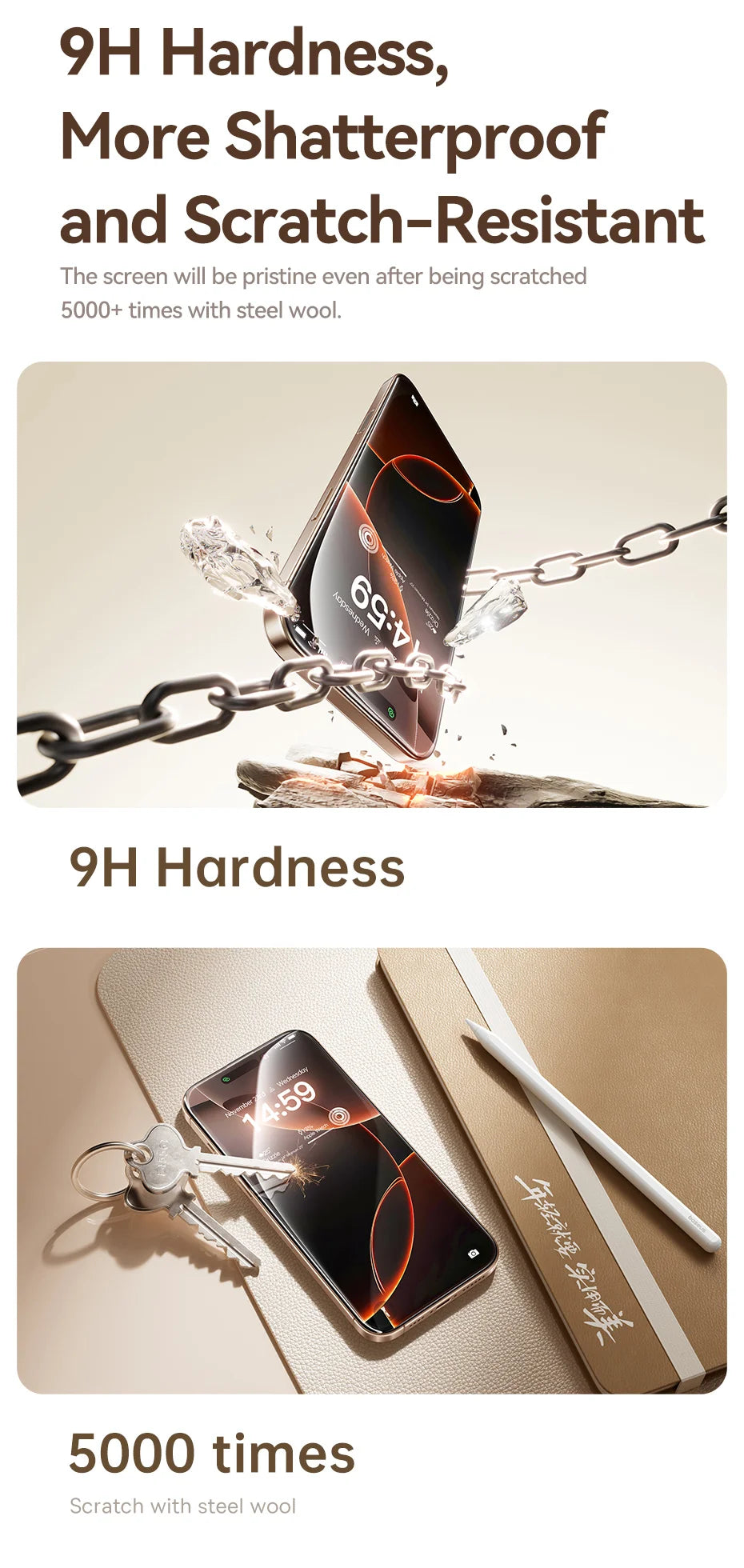 Baseus Full-View 0.3mm Tempered Glass Screen Protector For iPhone 13 14 15 16 17 Pro Max And iPhone 17 Air