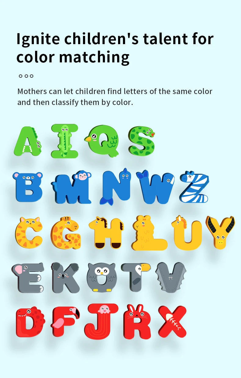 3D Colorful Montessori Wooden Alphabet Number/Puzzle