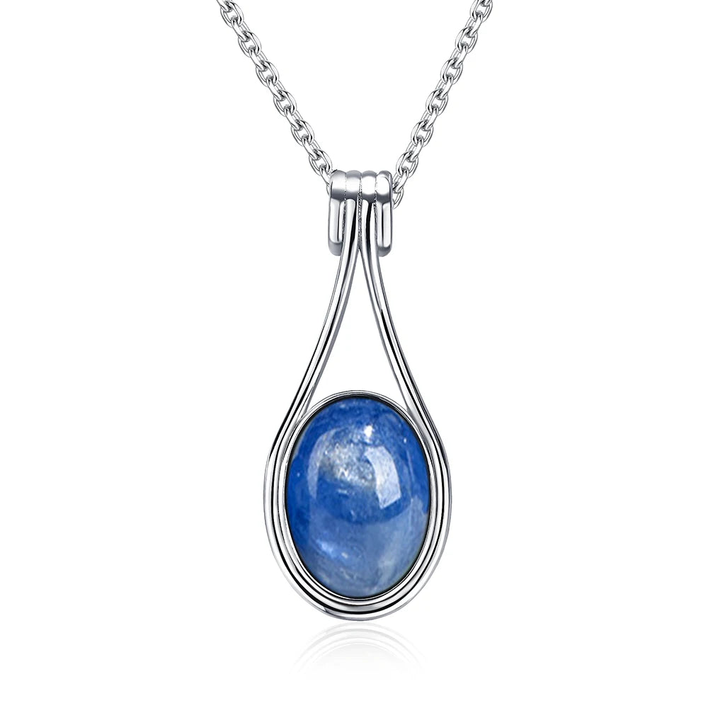 Oval 10X14MM  Sterling Silver Platinum Natural Labradorite Pendants