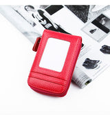 RFID unisex genuine leather business card holder or bank card holder. Secured closer with a zipper.