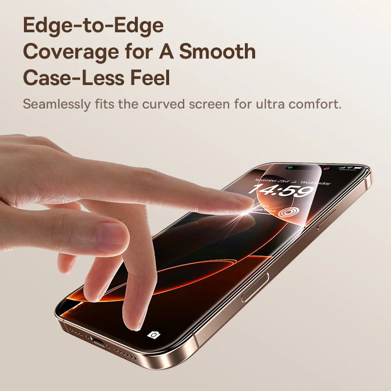 Baseus Full-View 0.3mm Tempered Glass Screen Protector For iPhone 13 14 15 16 17 Pro Max And iPhone 17 Air