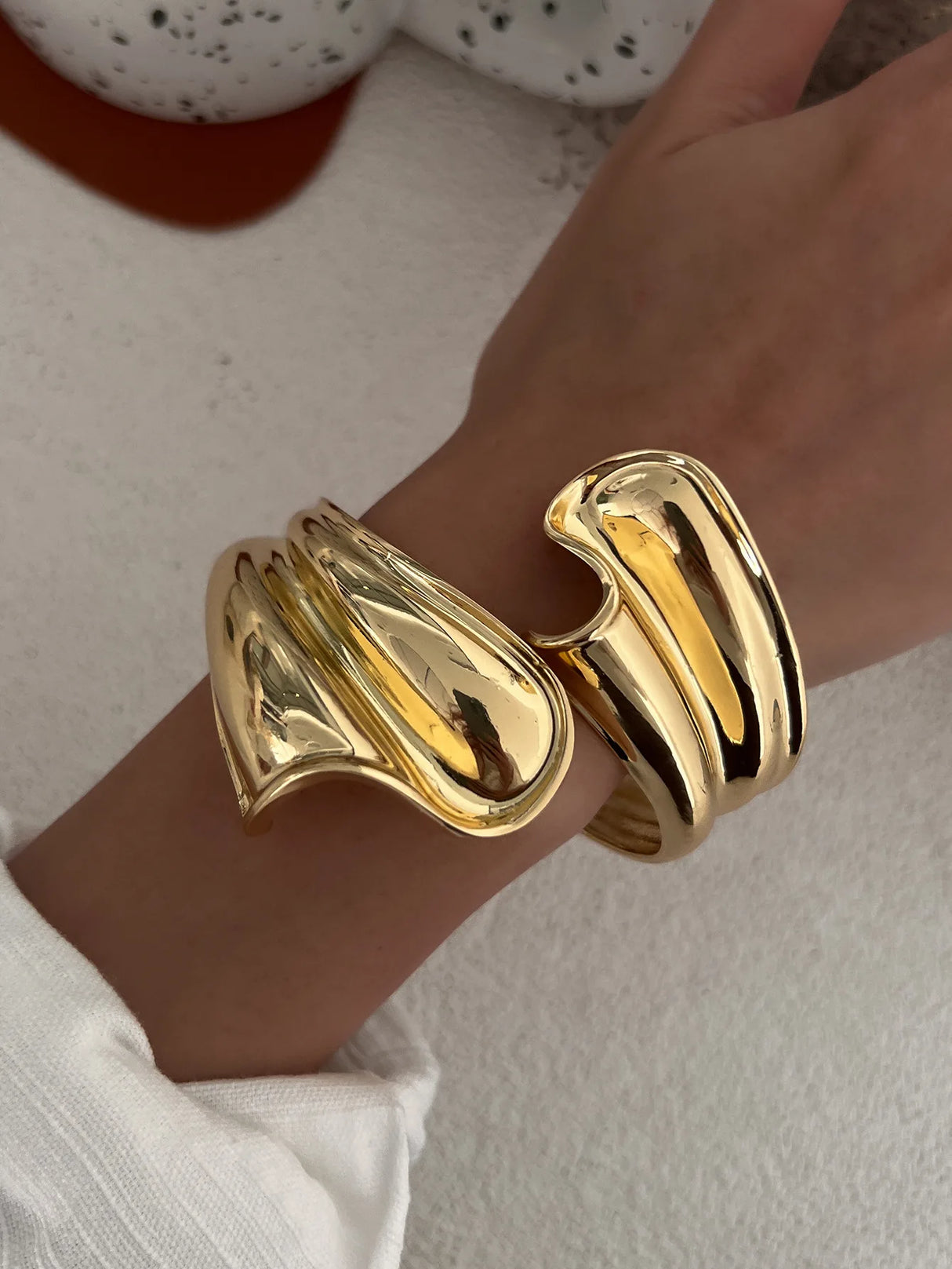 DIEZI Metal Gold Color Leaves Bangle