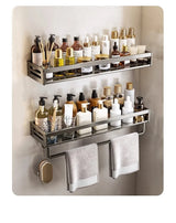 Aluminum Bathroom/Kitchen Shelf For Accessories With Towel Bar