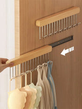Wooden Wall-mounted Multi-function Storage Rack with 8 Hooks With Slider