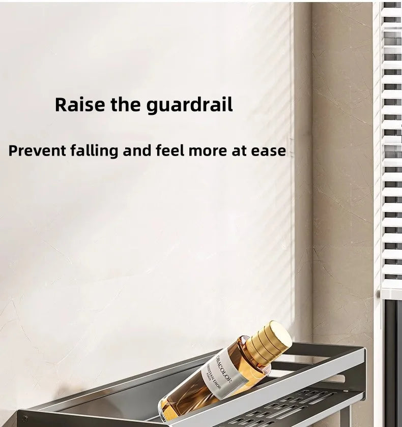 Aluminum Bathroom/Kitchen Shelf For Accessories With Towel Bar