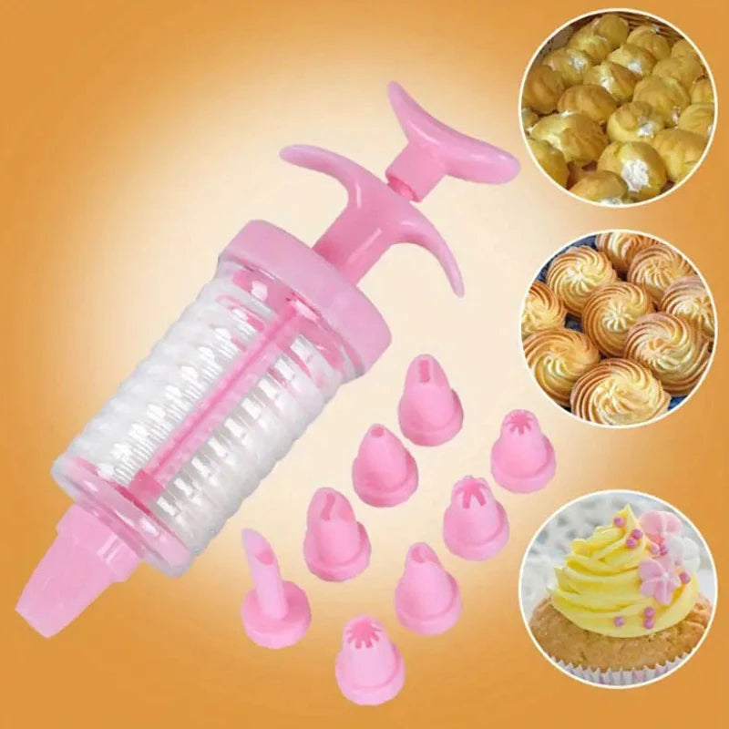 Plastic 8 Pipe Baking Nozzle Dispenser With Syringe