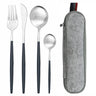 5pcs Black Gold Reusable Dinnerware Set For Camping With Case
