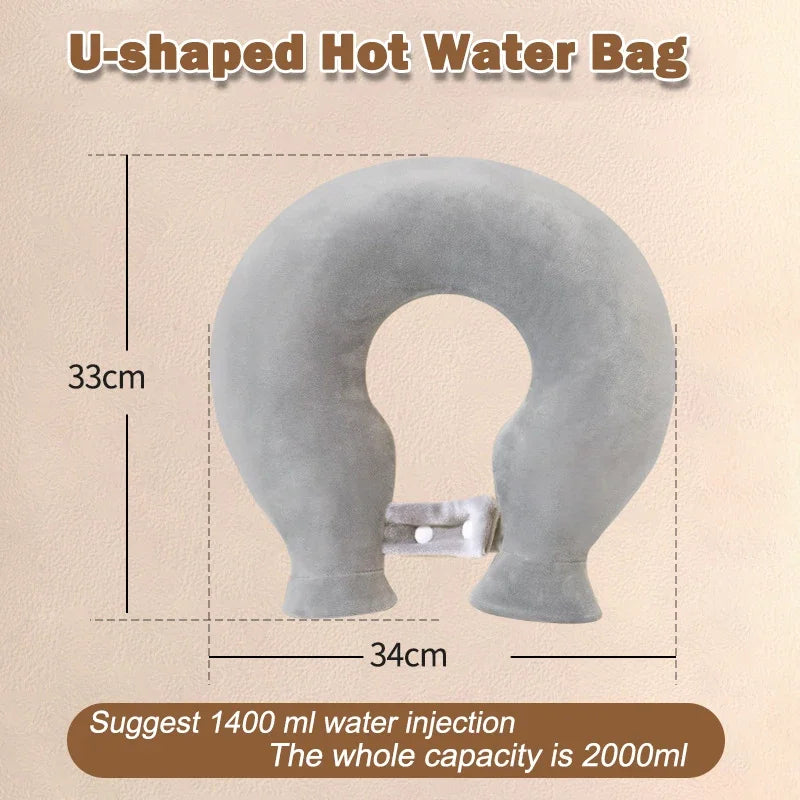 Soft Plush U-shaped Hot Water Bag for Neck