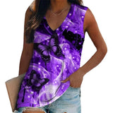 Women's Sleeveless Multi-pattern T-shirt.