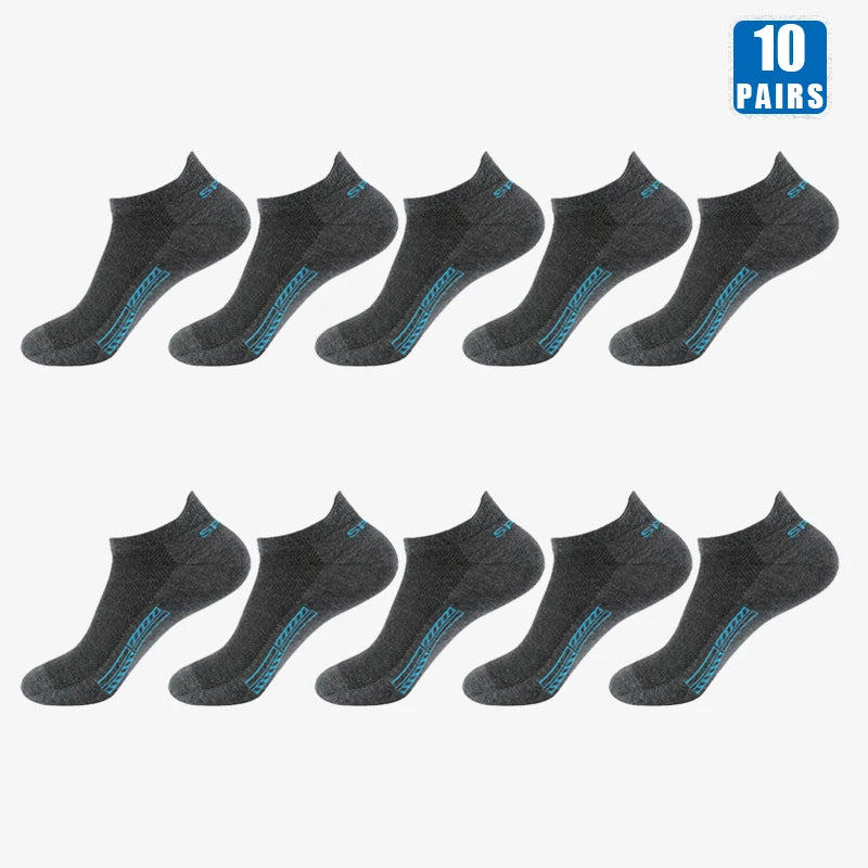 10 Pairs Cotton Breathable Mesh Sports Ankle High Socks For Men And Women