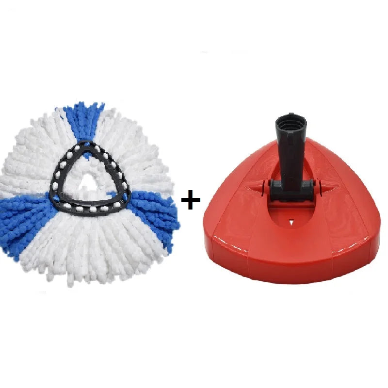 1 SET Triangular Spin Mop Base Head with Replacement Microfiber Pad