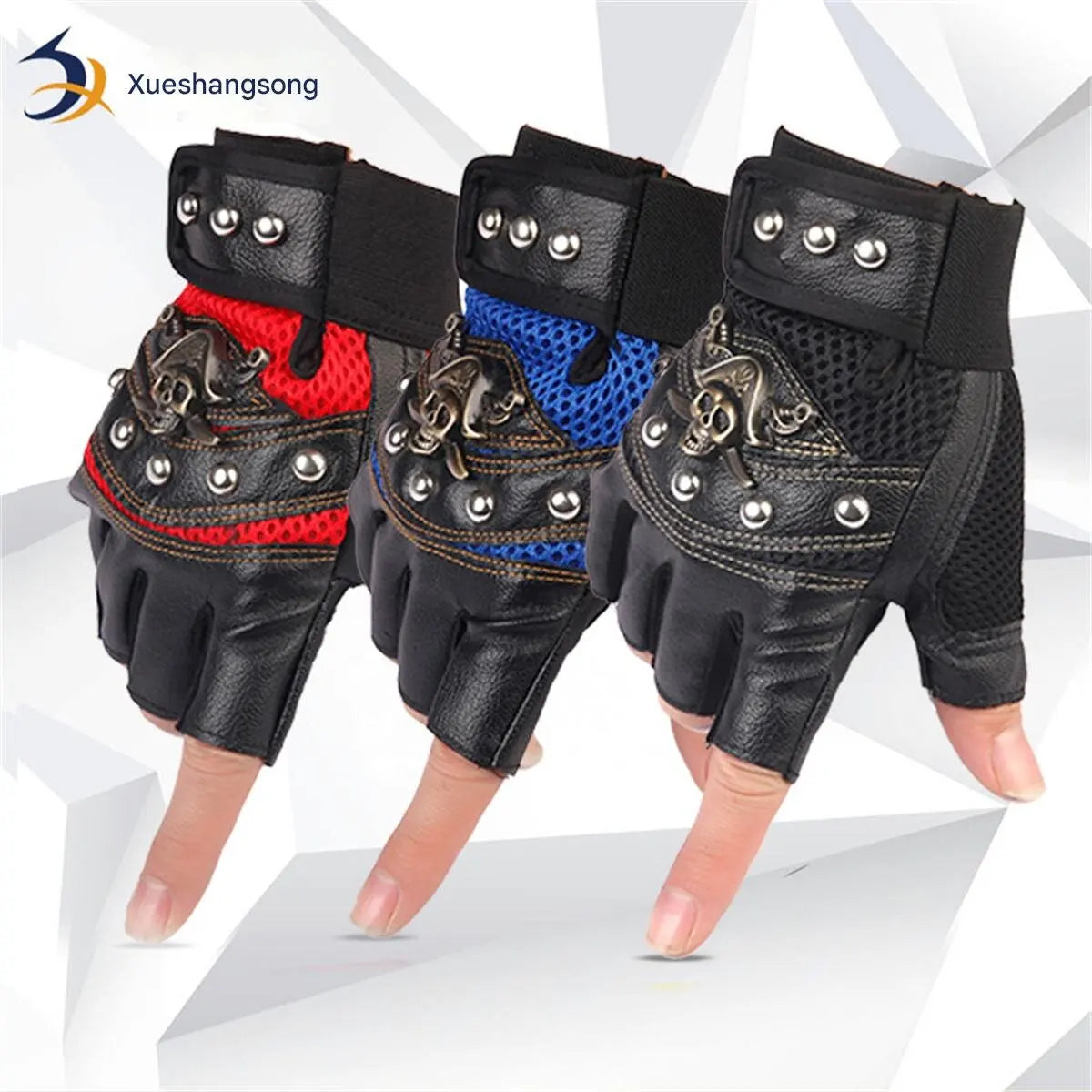 men and women's PU leather fingerless gloves