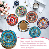8 Pieces/Set Mandala Patterned Wooden Anti-Slip Coasters