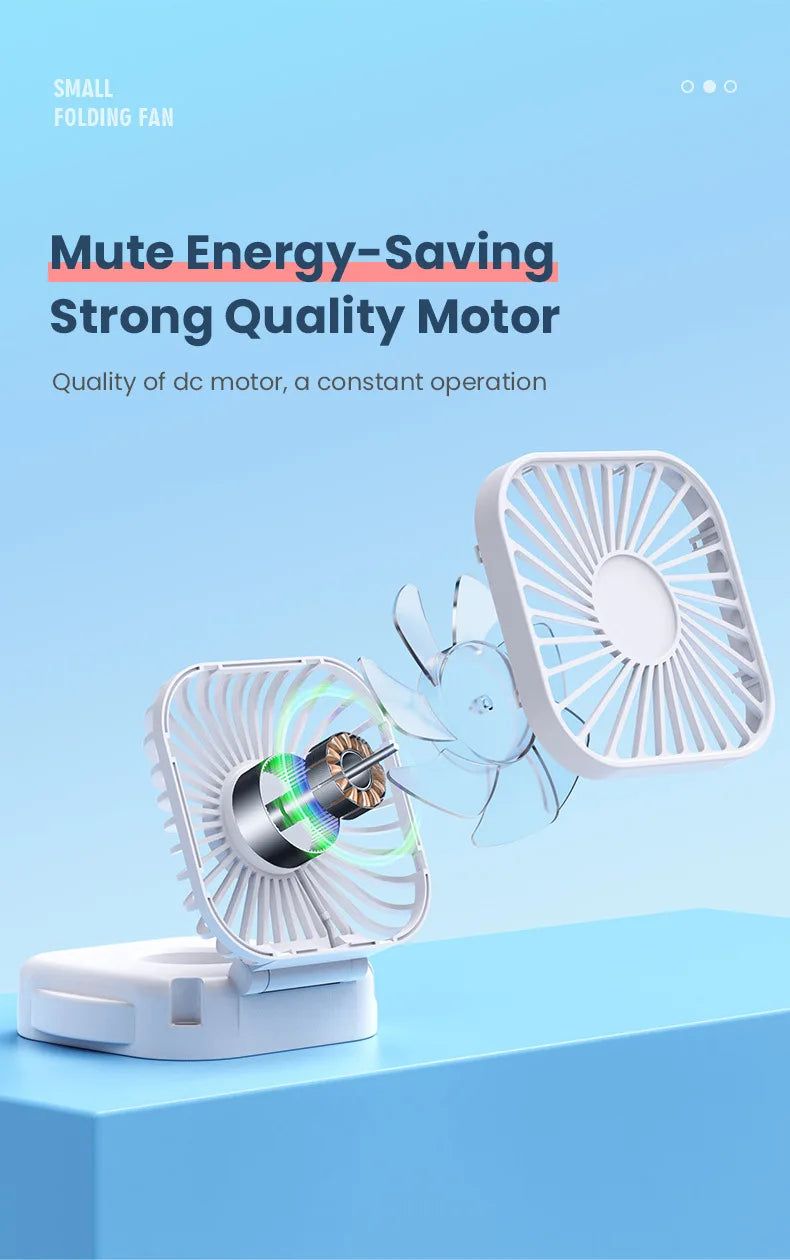 500mAh USB Rechargeable Handheld Portable Fan with Mirror