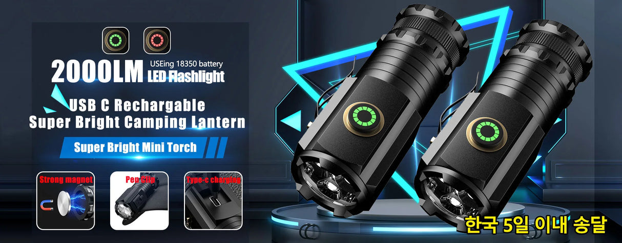 100W Rechargeable Long Range Zoomable LED Flashlight