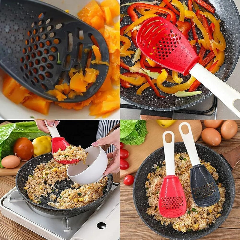 Multifunctional Cooking Strainer/Scoop/Garlic Press Spoon.