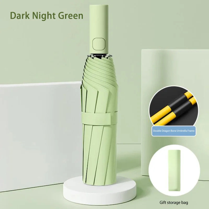 24 Bone Automatic Open Close Folding Umbrella With SPF 50 UV Sun Protection