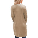 Ladies Long Sleeve Knitted Coat with Pockets.