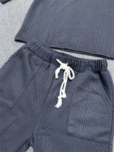Men's Two Piece V-Neck Knitted Casual Shorts Set