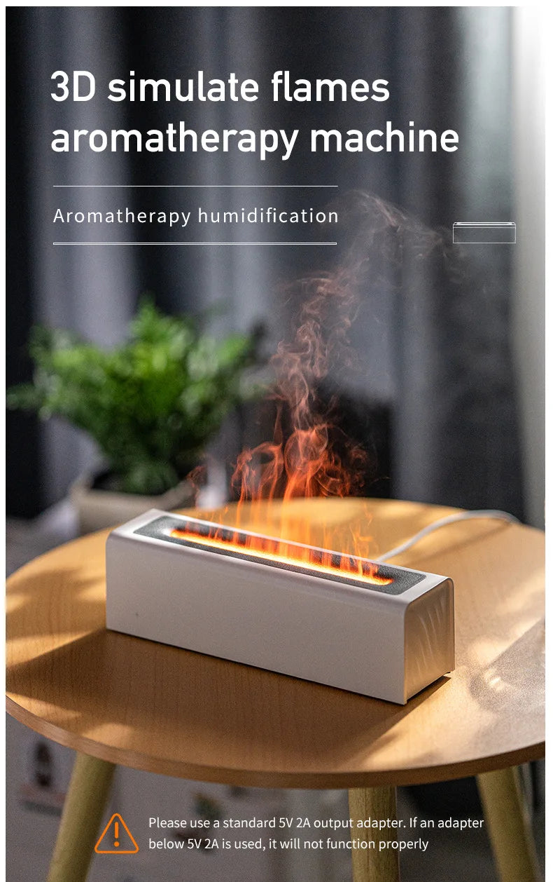 USB Realistic Fire Flame Aromatherapy cool Mist Or Essential Oil Diffuser