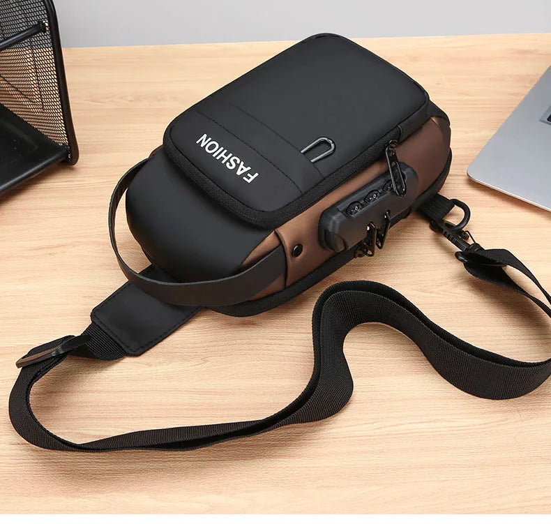 Men's Anti Theft USB Charging Crossbody Bag