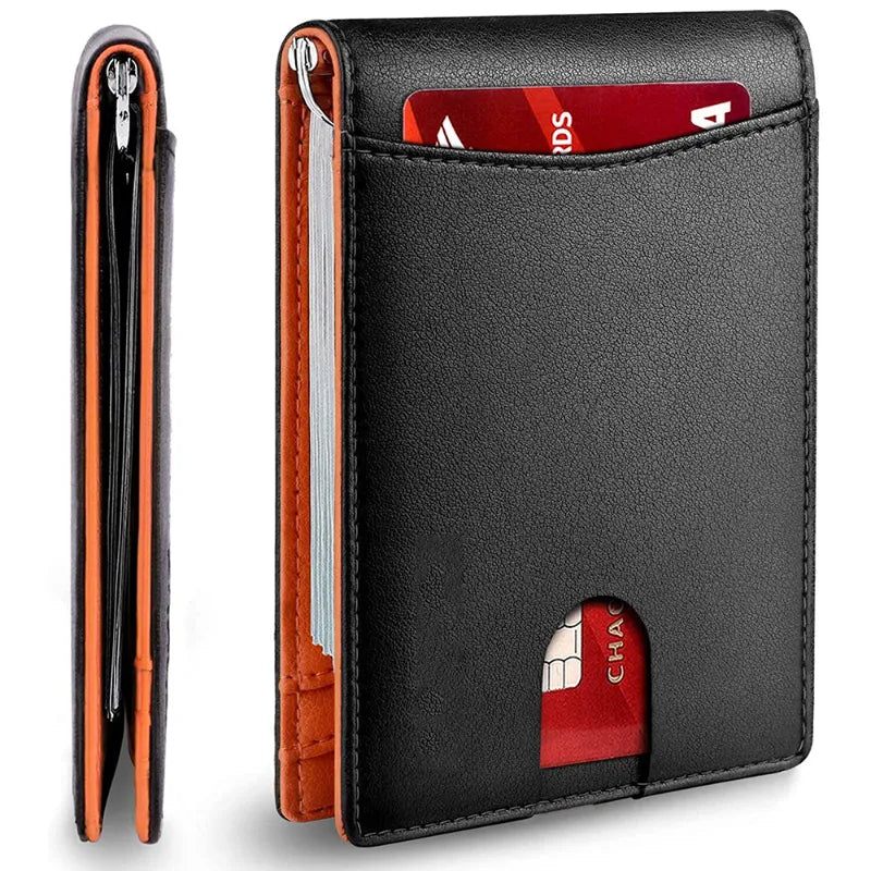 RFID Leather Money Clip Wallet. f