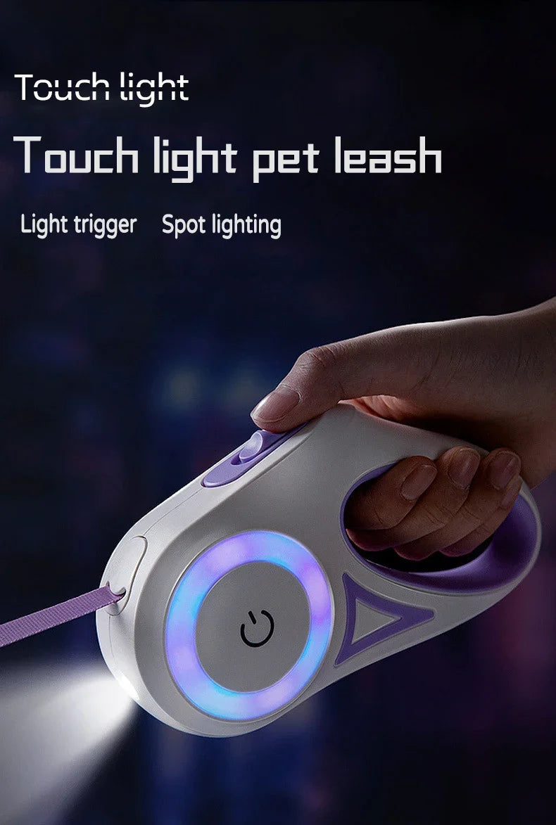LED Retractable Dog Leash with light for  Small To Medium Pets