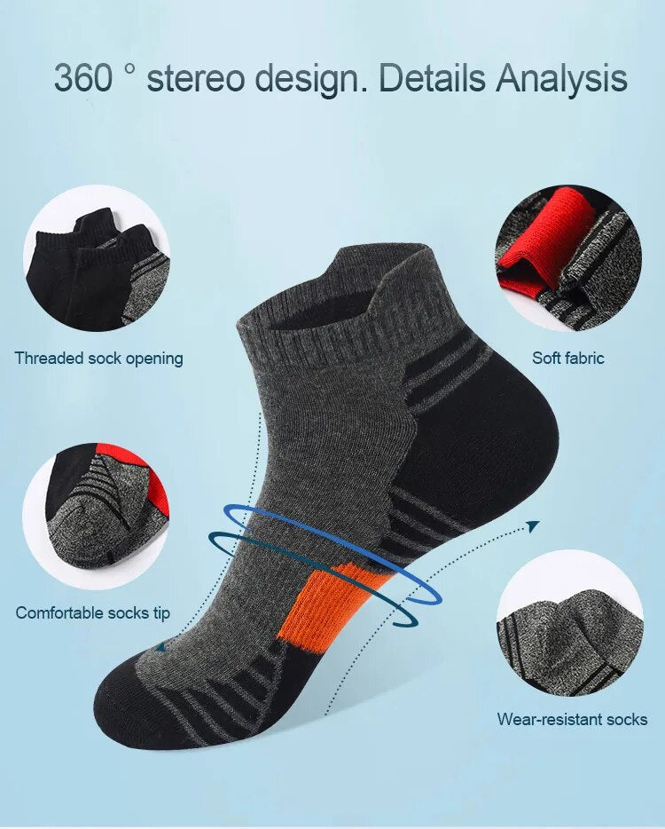 5 Pairs Cotton Breathable Sport Ankle Socks.  Size EU 38-45