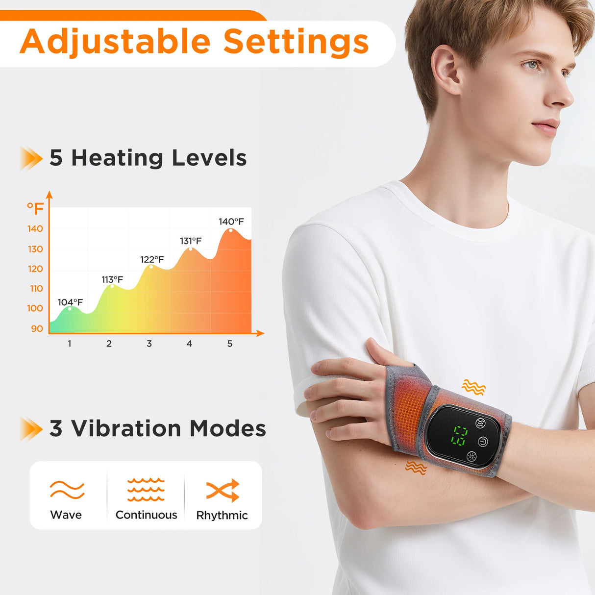 Rechargeable Electric 5 Levels Hot Compress Heating Wrist Or Ankle Guards
