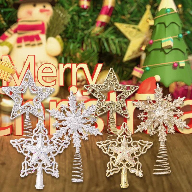 Plastic Five-pointed Star Snowflake Christmas Tree Top