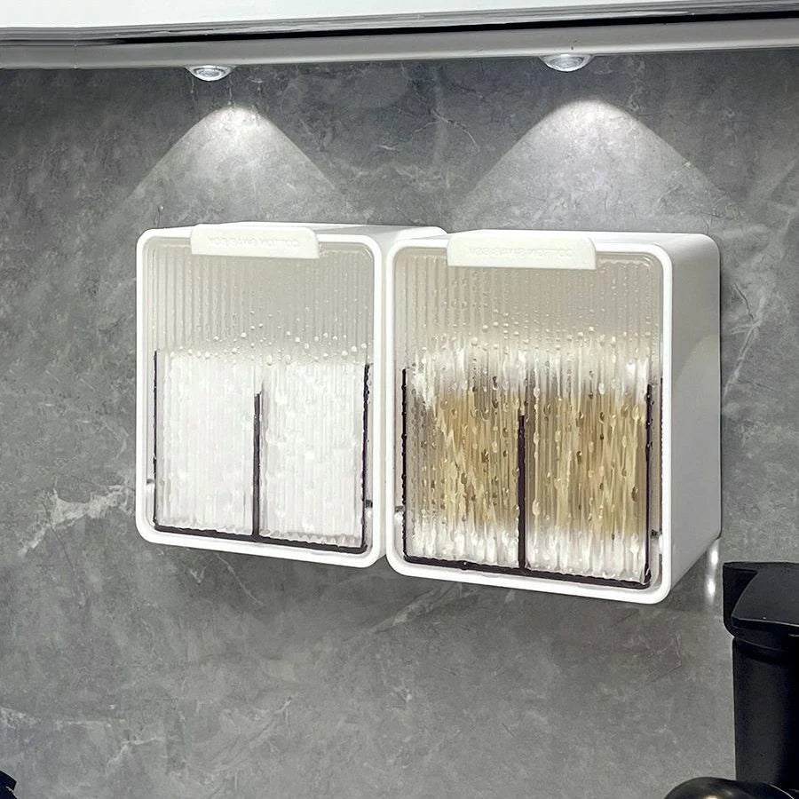 Wall Mounted Qtip Cotton Ball Floss Canisters With Lids
