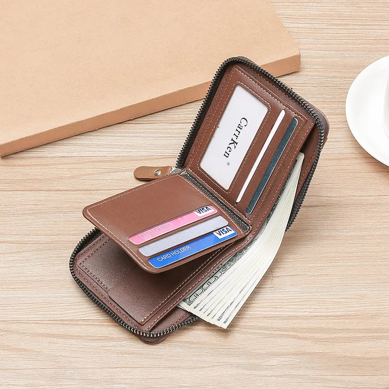 Men's Pu Leather Wallet With Zipper.