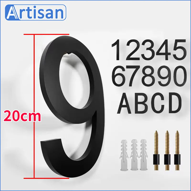 Outdoor  8 Inch Silver/Black 20cm Letters Or Numbers 0-9 For House Address
