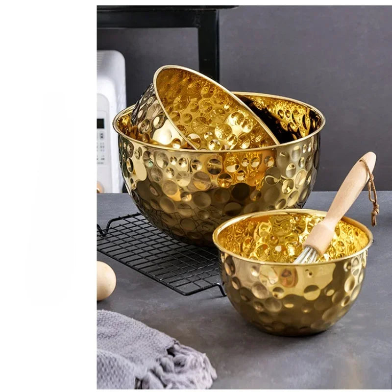 Stainless Steel Hammer Point Fruit Or Mixing Bowl