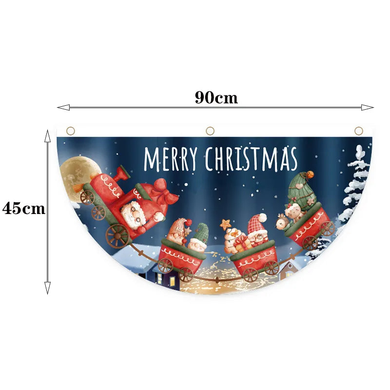 Outdoor Christmas Fan-shaped Flag Banner