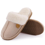 Evshine Women's Fur Plush Warm Slippers With Rubber Soles