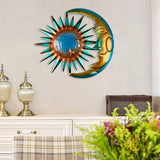 Indoor/Outdoor Metal Moon And Sun Wall Decor.