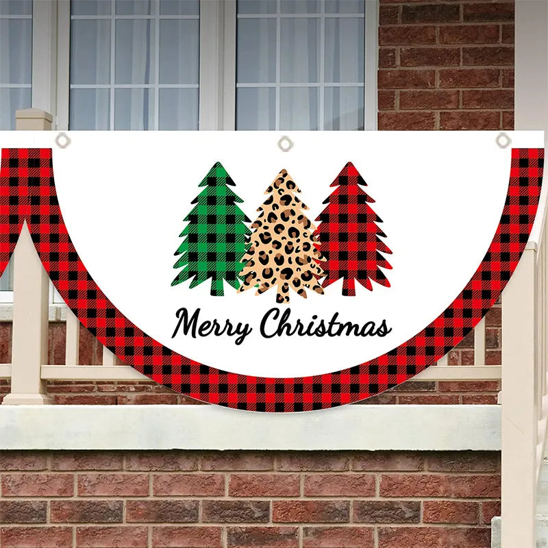 Outdoor Christmas Fan-shaped Flag Banner