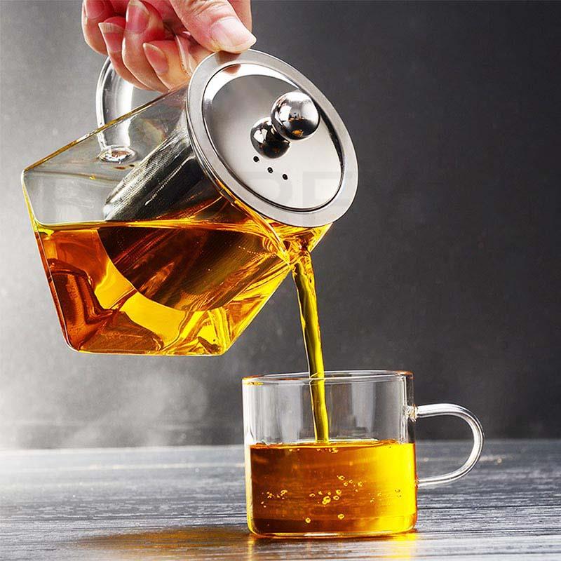 BORREY Heat Resistant Glass Teapot With Stainless Steel Tea Infuser.