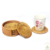 6Pcs Rattan Weave Drink Coasters