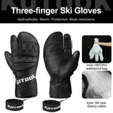 KUTOOK Men's Goatskin Leather Waterproof Thermal Gloves