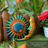 Indoor/Outdoor Metal Moon And Sun Wall Decor.