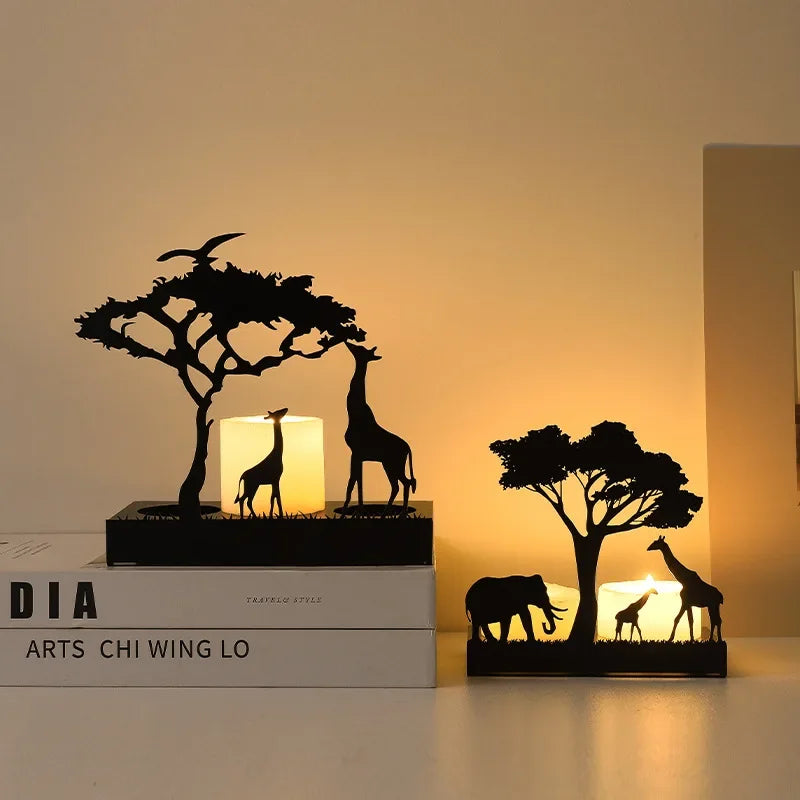 Metal Black Luminous Decoration Candle Holder