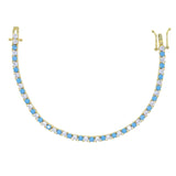 17-19CM Platinum Plated Turquoise Blue With White CZ Stone Tennis Bracelet