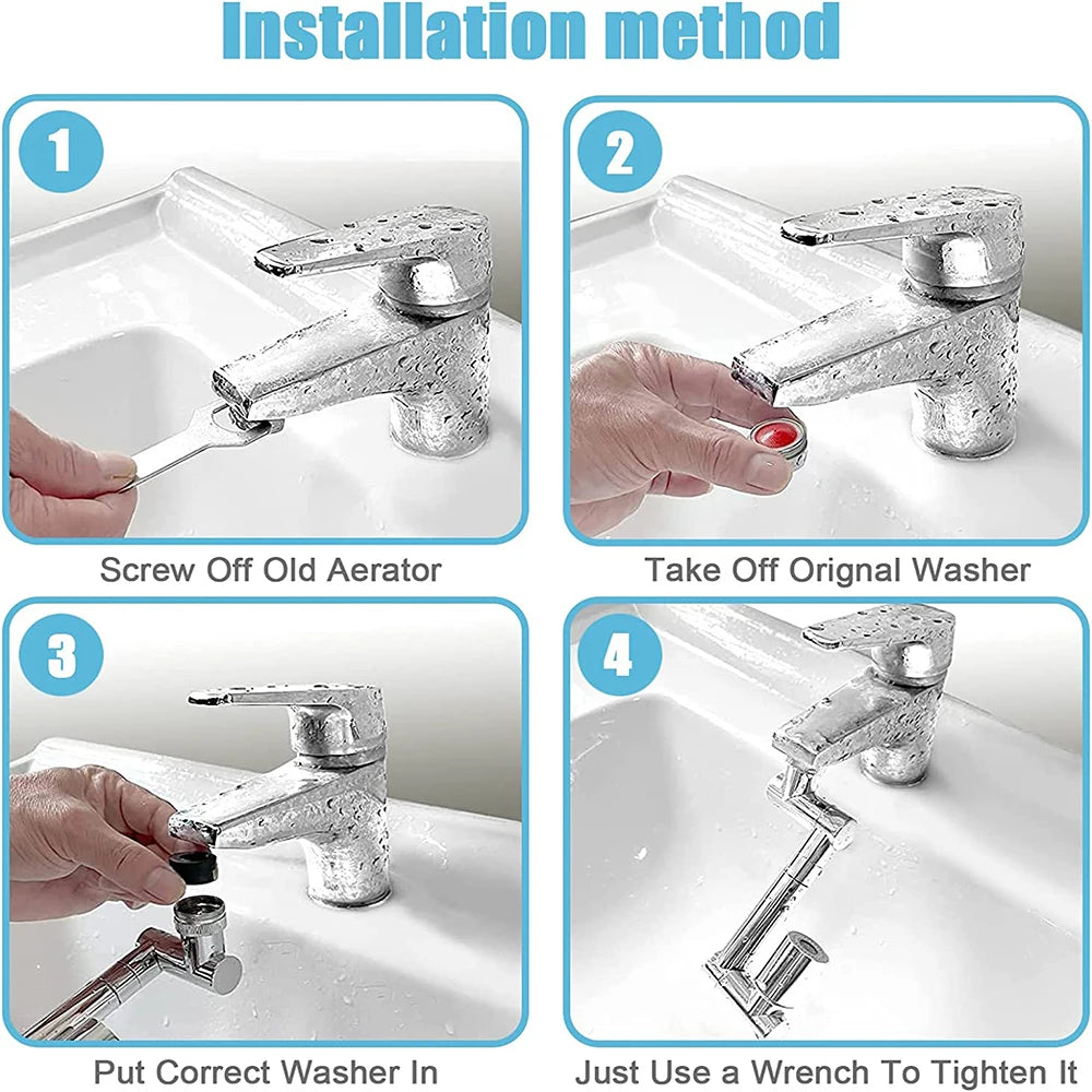 Metal 1440° Rotatable Extension 2 Mode Faucet Sprayer
