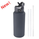 1L  Stainless Steel, Wide Mouthed, Thermos Water Bottle With Straw