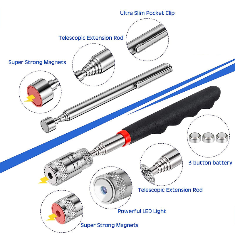 Mini Extendable Magnetic Rod To Pickup Nuts Or Bolts