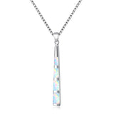 Opal Pendant 14K White Gold Plated Necklace