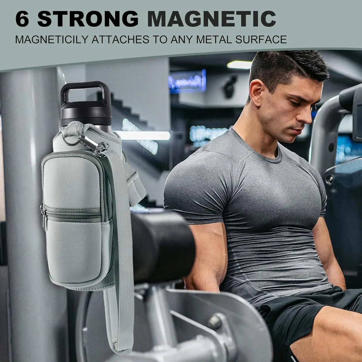Women Or Men's Magnetic Fitness Water Bottle Bag With Adjustable Shoulder Straps